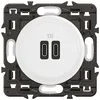 Image de LEGRAND - Prise USB-C Double Céliane - 2 Ports USB-C 3A/20W - Recharge Tous Types d'Equipements Electroniques - Prêt à Installer - Blanc