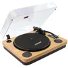 Image de MOOOV 477361 Platine Vinyle Bluetooth avec Couvercle de Protection, Haut-parleurs Intégrés, Tourne Disque avec Enregistrement USB, Compatible 33/45/78 Tours, Sortie RCA, Effet Bois