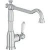 Image de Jacob Delafon - Mitigeur d'Évier de Cuisine Louise - Design Rétro, poignée céramique - Économie d’eau - 29,2x13,4x27,5 cm - Finition Chrome - E24367-CP