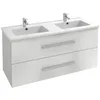 Image de Jacob Delafon - Meuble OLA UP 120cm & Plan Double Vasque Céramique - 2 Tiroirs Fermeture Douce - Grande Capacité - Blanc Brillant - 1210x570x465mm - EBP2308-NWT