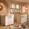 Image de Chambre Basile : Duo Lit + Commode 3 tiroirs Châtaignier naturel et Blanc