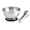 Image de MASTRAD   Mortier Et Pilon De Cuisine  Inox Incassable   Non-Poreux   Base Stable   Design - Acier Inoxydable, 135x135x80