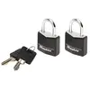 Image de Master Lock 9120EURTBLK Lot de 2 Cadenas à Clé en Aluminium Massif Vinyle, noir, 2 x 3,4 x 1,4 cm