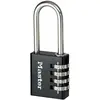 Image de Master Lock 7640EURDBLKLH Cadenas à Combinaison Programmable en Aluminium avec Anse Longue, Noir, 4 x 10,2 x 1,5 cm
