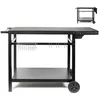 Image de Livoo - Desserte pour plancha avec Tablette Rabattable GS170N - pour 2 à 4 brûleurs, Plateau 85 à 115 cm x 50cm, Hauteur 81cm, Accessoires Inclus, Noir