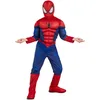 Image de RUBIE'S SPIDER-MAN - Marvel officiel - Déguisement pour enfant de luxe Spider-Man. Taille 5-6 ans. Costume avec combinaison aux muscles rembourrés + cagoule attache velcro + couvre-bottes intégrés