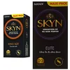 Image de Skyn King Size large : Lot de 20 Préservatifs Extra large, sans latex Skynfeel/Fins, Forme Droite, Lisse, Diamètre 56mm & Elite : Lot de 20 Préservatifs sans latex Skynfeel/Diamètre 53mm