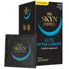 Image de Skyn Elite Extra Lube : Lot de 20 Préservatifs sans latex Skynfeel pour Homme / Taille Standard, Extra Lubrifiés, Préservatifs Fins,Lisses, Forme Droite / Diamètre 53mm