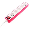 Image de Multiprise 5x16A 2P+T + Interrupteur + Housse - Rose - Zenitech (Lot de 2)