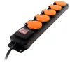 Image de Zenitech - Bloc étanche IP44 5 Prises 16A 2P+T avec clapets et Interrupteur - Câble HO5RRF 3G1mm² 1,5m - Noir
