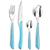 Image de AMEFA - Ménagère 24 couverts de table pour 6 personnes - Eclat - Acier inoxydable 18/0, Finition Brillante - Bleu Turquoise