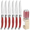 Image de Lou Laguiole - Bloc de 6 couteaux steak - Tradition - Acier inoxydable 18/0, Finition Brillante - Rouge