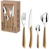 Image de AMEFA Eclat Nature Ménagère 24 couverts inox Pour 6 personnes, Bois Clair
