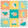 Image de Ludi - 9 Dalles Animaux Pastel - Tapis d’Éveil Géant et Puzzle 3D - Dalles de Sol Épaisses et Encastrables - Tapis de Jeu en Mousse - Isolant et Amortissant - Dès la Naissance