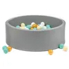 Image de LUDI - Piscine à Balles Ronde en Mousse - Ø 90 cm x H 30 cm - pour Bébé dès 6 Mois - 100 Balles Incluses - Tissu Doux et Lavable - Couleur Gris - Favorise Motricité et Coordination - Facile à Monter