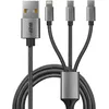 Image de apm Câble de Charge 3 EN 1, Charge Simultanée & Rapide 3A, USB vers Lightning/USB-C/Micro-USB, Longueur 1 Mètre, Compatible avec iPhone 15 14 Samsung S23 PC Portable Tablette, 570316