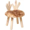 Image de Tabouret pour Enfant Cerf en Bois et Fourrure Marron H 38 cm - Atmosphera