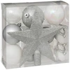 Image de Atmosphera Colorama Lot de 18 pièces de décoration pour sapin de Noël - Argent et blanc