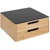 Image de 5five - Porte-Capsules Blackbamboo 30 x 30 x 14.5 cm, Bambou, 2 Tiroirs, Séparateurs Modulables - Support pour Machine à Café, Rangement Dosettes