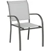 Image de HESPERIDE - Fauteuil de Jardin Empilable Piazza Galet et Graphite - Aluminium Anti-Rouille - Mobilier d'Extérieur Terrasse Balcon