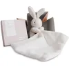 Image de Doudou et Compagnie - Doudou Lapin Mouchoir - Boîte en Forme de Fleur - Blanc - 10 Cm - Idée Cadeau de Naissance Fille et Garçon - Garantie Doudou Perdu - 303
