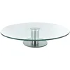 Image de Lily cook Plateau Rond Tournant en Verre et Inox 30 cm Transparent | Verre et inox, plateau rond tournant sur pied, 30 cm, service à table, apéritifs et repas, transparent