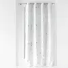 Image de Douceur d'Intérieur, Rideau à Oeillets (140 x 260 cm) Bloomy Blanc/Argent, Polyester Imprimé Métallisé