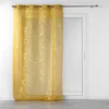 Image de Douceur d'Intérieur, Voilage à Oeillets (140 x 240 cm) Belflor Jaune/Or, Voile Sablé Imprimé Métallisé