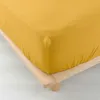Image de douceur d'intérieur, Drap Housse (160 x 200 cm) Angelia Jaune, Gaze de Coton Unie