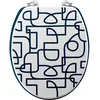 Image de douceur d'intérieur, Abattant WC à Charnières Métal (37,5 x 46 cm) Labyrinthe Bleu, MDF Imprimé