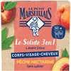 Image de Le Petit Marseillais - Le Solide 3 en 1 Lavant Doux Pêche Nectarine   Savon solide pour le corps, le visage et les cheveux   Savon sans sulfate équivalent à 2 flacons de gel douche (Lot de 4)