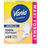 Image de Vania   Protège-Slips Confort Normal Sans Parfum (boîte de 56 pièces)   Protège-lingeries 100% respirant et confortables   Protection hygiénique avec ajustement parfait et tenue optimale