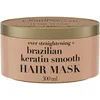 Image de OGX | Masque pour les cheveux lissant à la kératine brésilienne (pot de 300 ml)   Masque capillaire pour régénérer les cheveux et faciliter le coiffage   Masque pour des cheveux brillants et doux