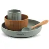 Image de Coffret Repas Bébé en Silicone Sauge / Ocre