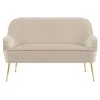 Image de BAÏTA Canapé Droit Marcelino Fixe Velours Beige 2 Places avec piètement doré
