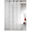 Image de Home Maison - Voilage en Etamine Jacquard Traits Fins - Polyester et Lurex -  illets Ronds Argentés Ø 4 cm - Tamisant Élégant - Prêt-à-Poser - Salon Chambre - 140 x 260 cm - Rouge Orangé