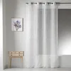Image de Homemaison 09366-8-AL Voilage Etamine Brodé avec Oeillets Ronds Blanc/Argent 140 x 260 cm