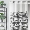 Image de Homemaison 09410-8-AL Voilage Etamine Légère Imprimé avec Oeillets Ronds Noir/Argent 140 x 240 cm