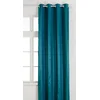 Image de Homemaison 09375-8-AL Voilage Jacquard Rayure Chenille Verticale avec Oeillets Ronds Bleu Canard/Argent 135 x 260 cm