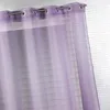 Image de Home Maison - Voilage Fantaisie à Fines Rayures - 100% Polyester - Tamisant et Décoratif pour Salon, Chambre - Ø 4 cm Oeillets Ronds Argent - 290 x 240 cm - Violet Parme