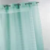 Image de Home Maison - Voilage Fantaisie à Fines Rayures - 100% Polyester - Tamisant et Décoratif pour Salon, Chambre - Ø 4 cm Oeillets Ronds Argent - 290 x 240 cm - Turquoise