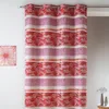 Image de Homemaison - Rideaux en Jacquard à Rayures Horizontales - Polyester - Tamisant - 8  illets Ronds Argentés - Prêt-à-Poser - Salon, Chambre - 140 x 260 cm - Rouge Orangé