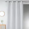 Image de Homemaison - Rideau en Jacquard Fantaisie - Polyester 100% - Imprimés Ton sur Ton - Tamisant avec  illets Ronds Argentés Ø 4 cm - Idéal pour Salon ou Chambre - 135 x 260 cm - Blanc
