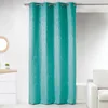 Image de Homemaison - Rideau en Jacquard Fantaisie - Polyester 100% - Imprimés Ton sur Ton - Tamisant avec  illets Ronds Argentés Ø 4 cm - Idéal pour Salon ou Chambre - 135 x 260 cm - Bleu Azur