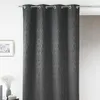 Image de Homemaison - Rideau en Jacquard Fantaisie - Polyester 100% - Imprimés Ton sur Ton - Tamisant avec  illets Ronds Argentés Ø 4 cm - Idéal pour Salon ou Chambre - 135 x 260 cm - Gris Anthracite
