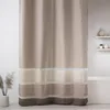 Image de Homemaison - Voilage Fantaisie Tissée avec Rayures Horizontales - Polyester Satin Léger - Transparent Tamisant - Prêt à Poser avec Oeillets - Salon, Chambre, Cuisine - 140 x 240 cm - Taupe