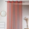 Image de Home Maison - Voilage Uni en Maille Filet - Polyester - Transparent Tamisant - Prêt à Poser avec Oeillets - Salon, Chambre, Cuisine - 140 x 260 cm - Rouge Orangé