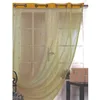 Image de Homemaison - Voilage en Organza à Fines Rayures Brodées - Polyester - Oeillets Ronds Argent Mat - Ambiance Estivale et Protection Lumière - 150 x 240 cm - Beige