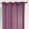 Image de Home Maison - Voilage en Etamine Unie à Oeillets Carrés - Polyester - Transparent Tamisant pour Salon, Chambre, Cuisine - Ø 8 Oeillets Carrés - 140 x 240 cm - Prune