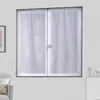 Image de Home Maison - Paire de Petits Voilages en Étamine Motif Argent - Polyester - Ourlet Passe Tringle - Fenêtre Salon Chambre Cuisine - 45 x 120 cm - Blanc